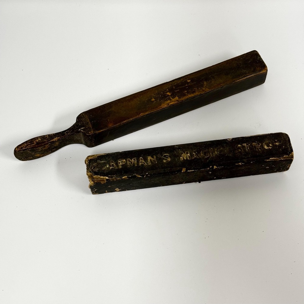 Vintage Chapman's Magic Strop: Aged Wood Shaving Blade Sharpener